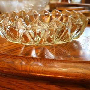 KIG Indonesia Crystal Diamond Inverted Diamond Edge Candy Dish VINTAGE